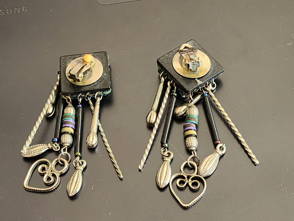 Midcentry Clip On Funky Retro Earrings