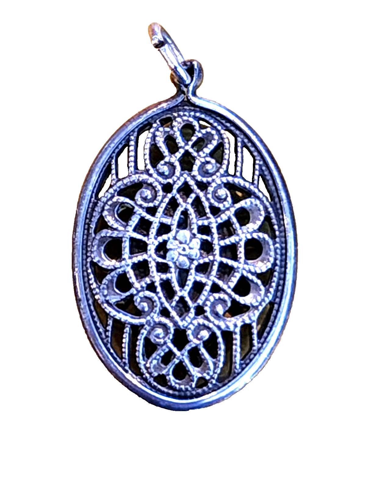 Caged Miraculous Medal in Vintage Filligree Sterling Cross Pend