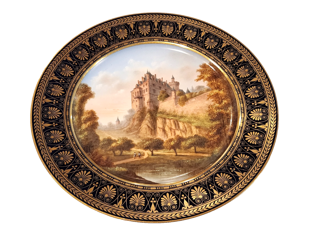 Sevres Porcelain Plate Chateau Des Veauce 19c