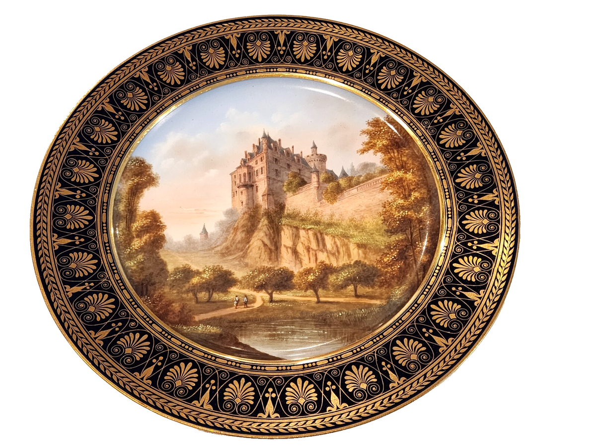 Sevres Porcelain Plate Chateau Des Veauce 19c