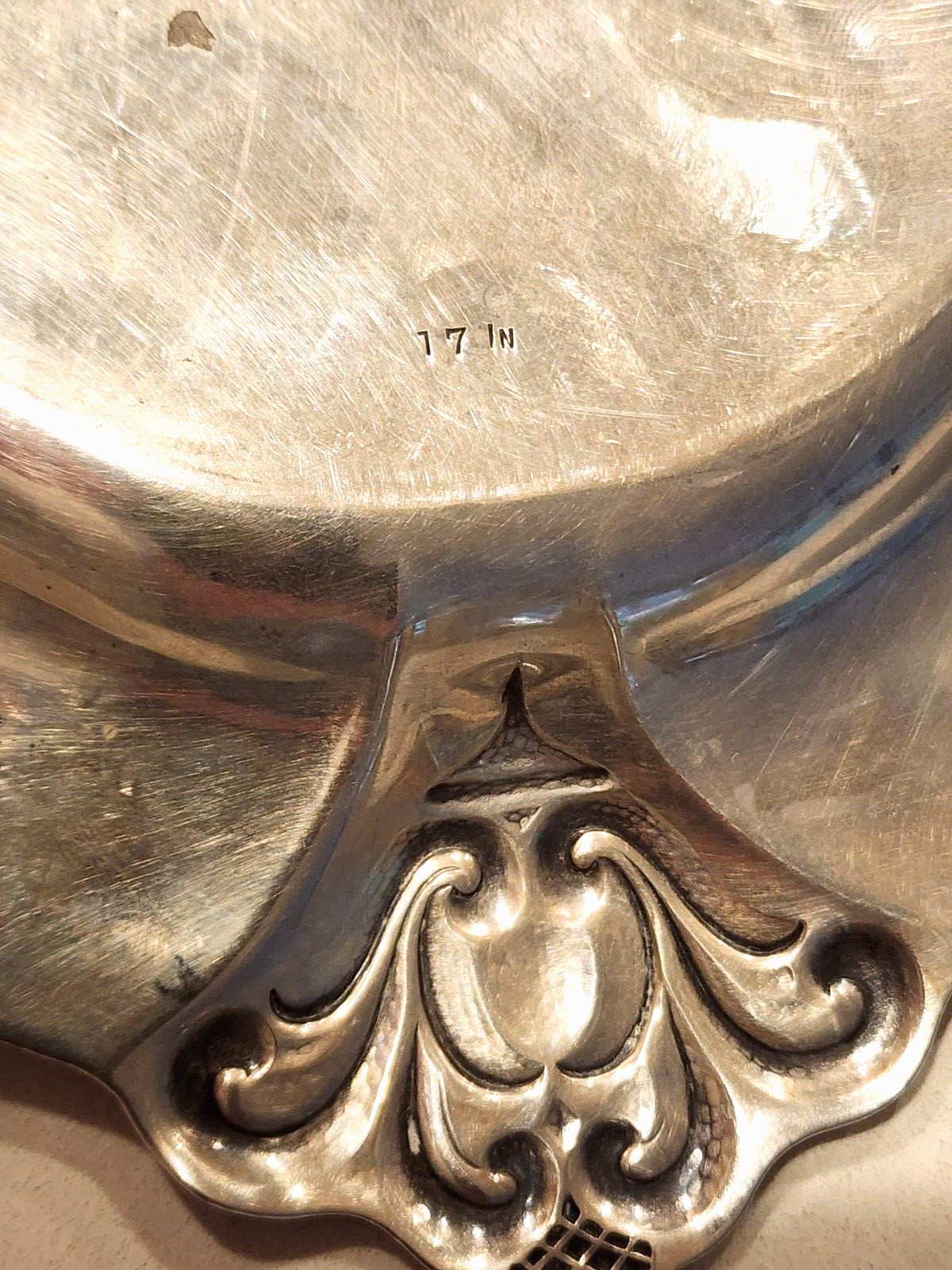 RARE INTERNALTIONAL ROYAL DANISH  STERLING SILVER W411 17" TRAY