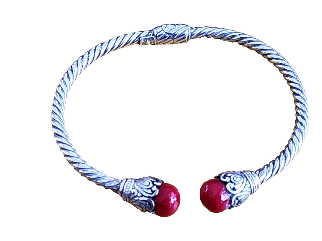 ROBERT MANSE ROMANSE STERLING SILVER 925 CORAL BALI CUFF BRACELET