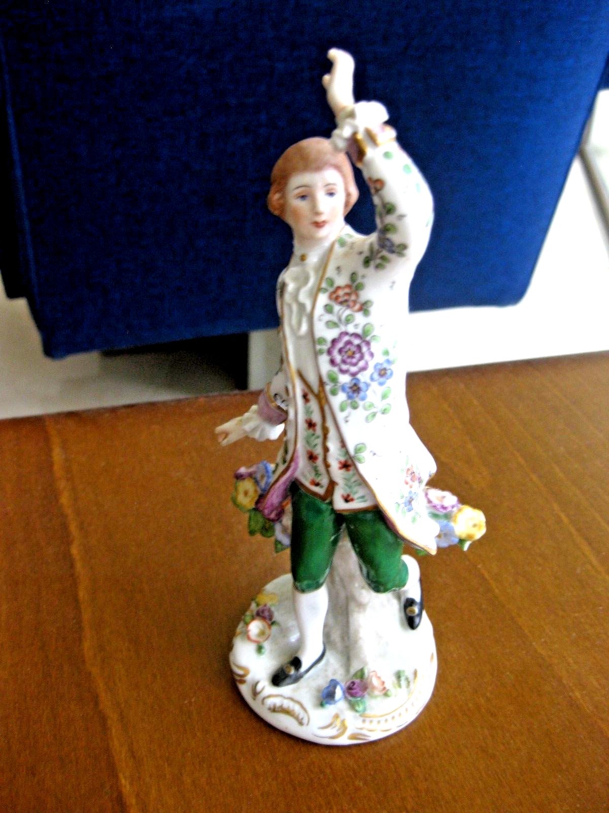 Antique Royal Vienna Porcelain Figurine Man Waving 7 1/4"