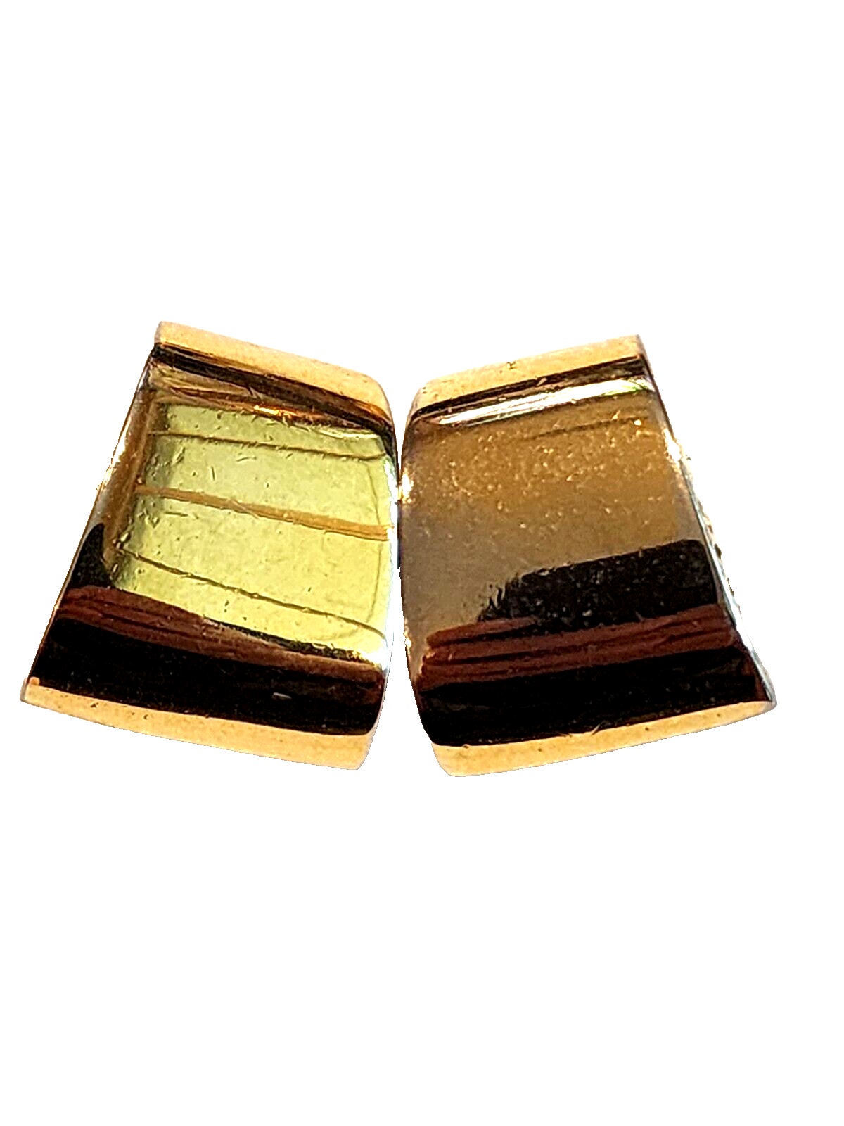Vintage St John Half Hoop Logo Clip on Earrings Gold Tone Side Logo Signed