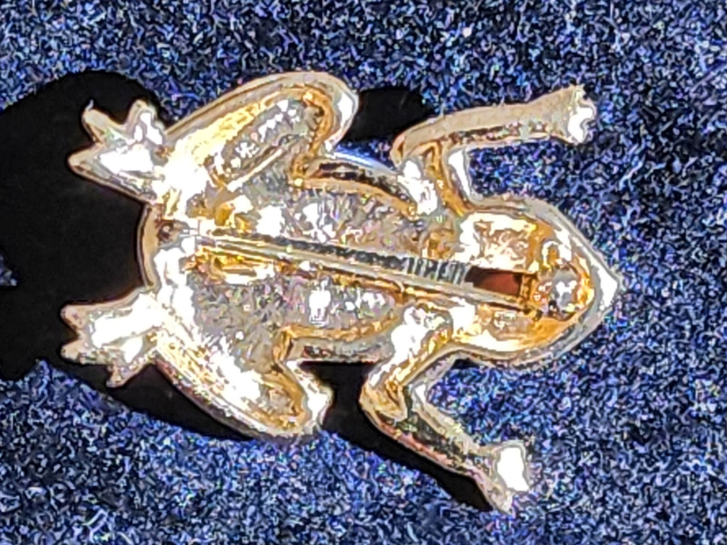 Vintage Gold Tone Faux Pearl Napier Frog Pin Brooch