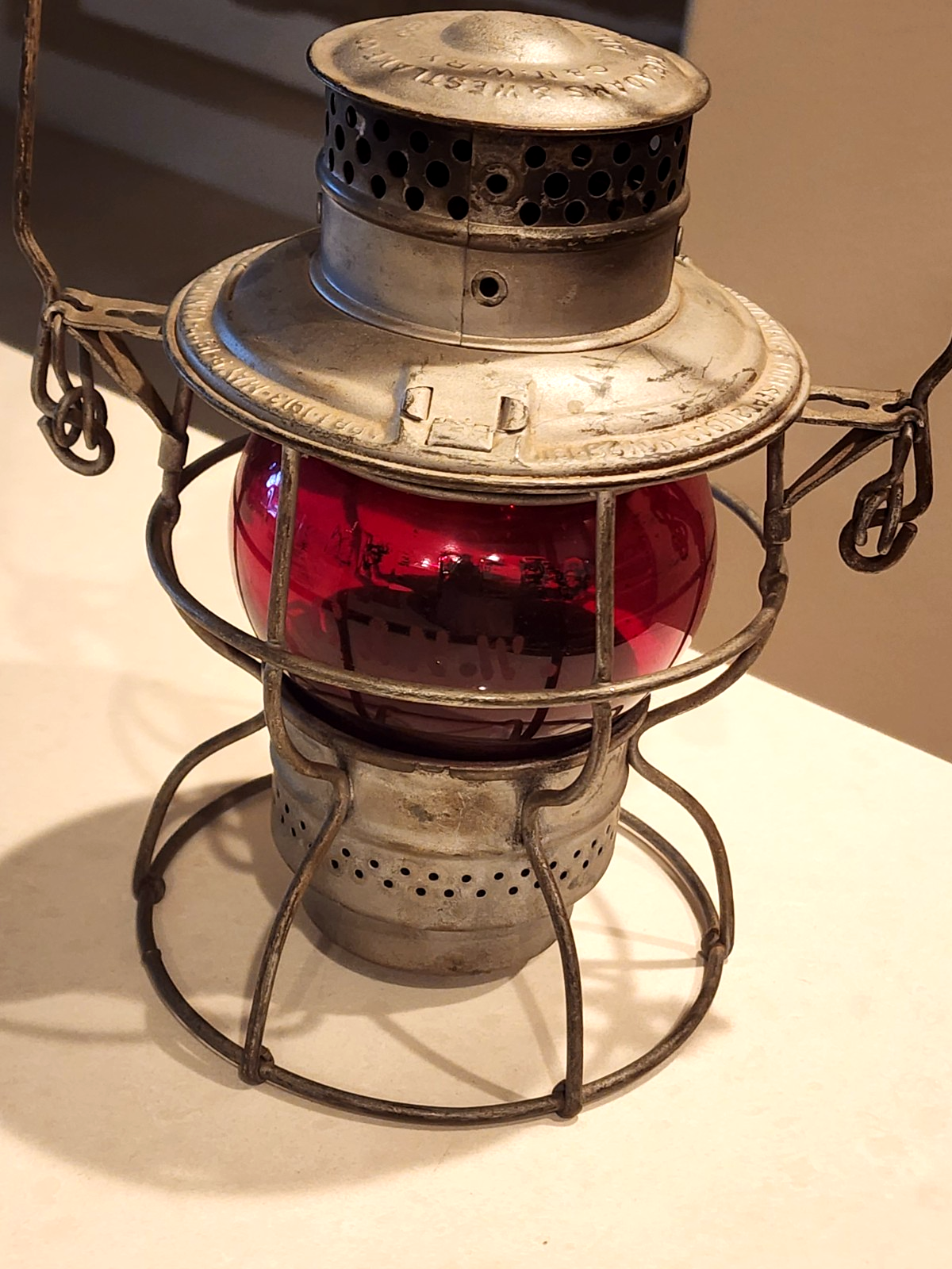 ADAMS & WESTLAKE CO NY-CHICAGO-PHILA ADLAKE  #250 KERO RR LANTERN RED GLOBE