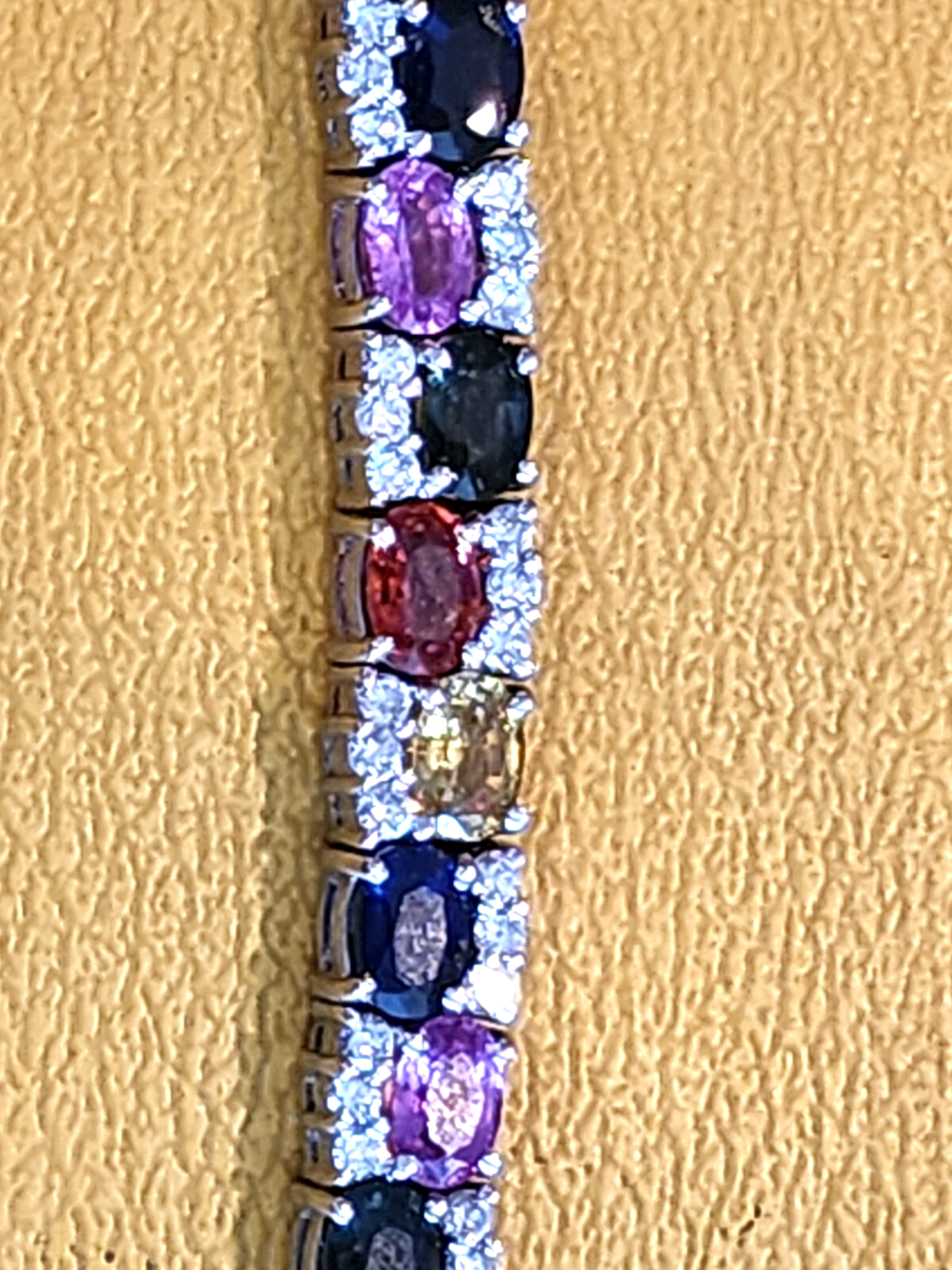 7" Sapphire Ruby Citrine Diamond Tennis Bracelet 14kt Gem Line