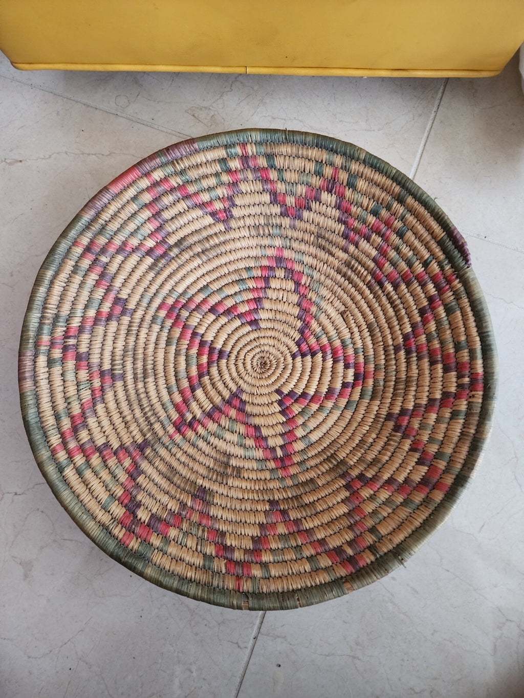 Vpintage African Hand Woven Natural Coil Palm Basket From Botswana