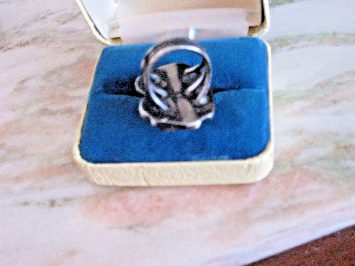 Midcentury Modern Sterling Silver & Turquoise Ring Size 5