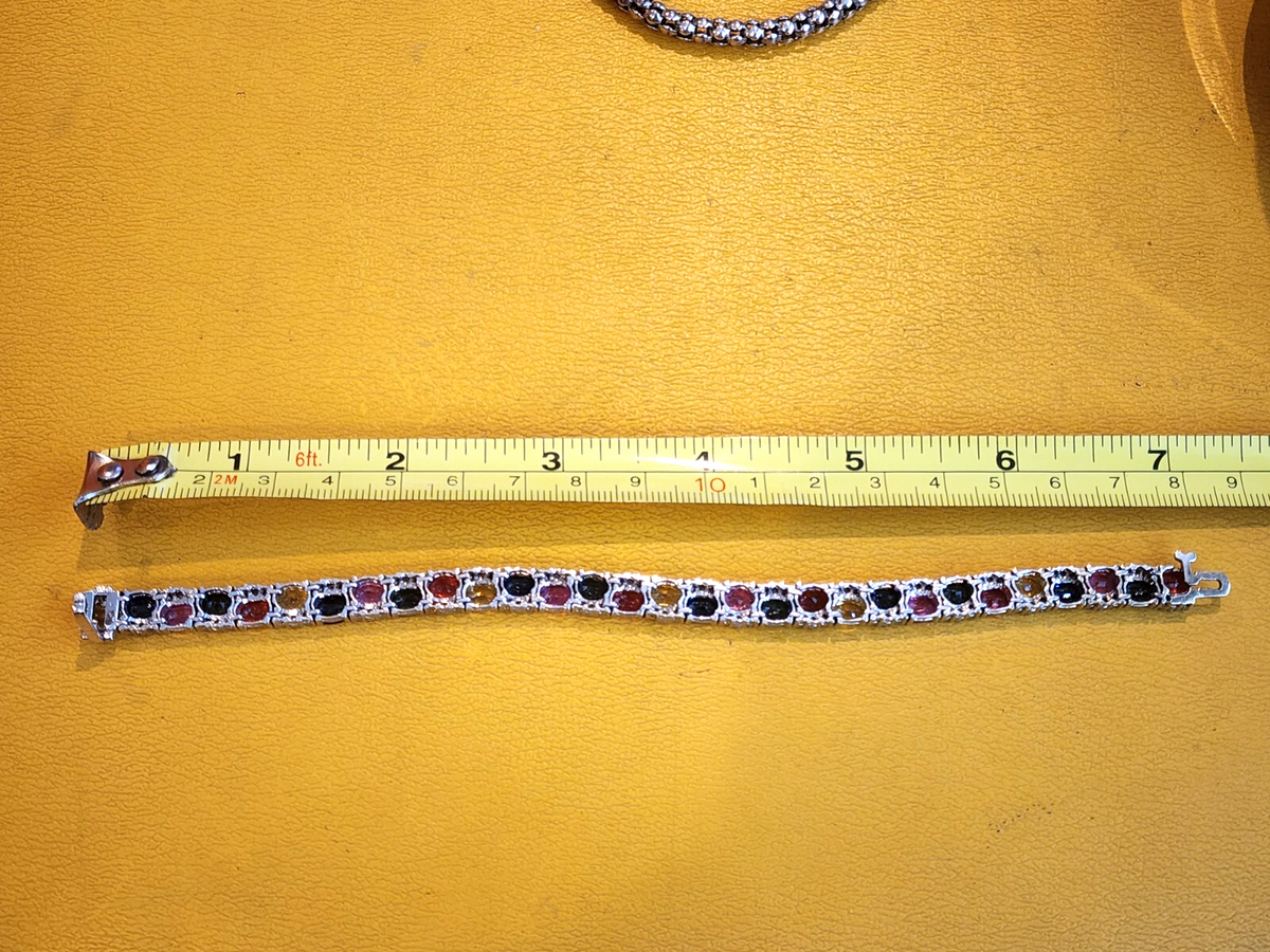 7" Sapphire Ruby Citrine Diamond Tennis Bracelet 14kt Gem Line