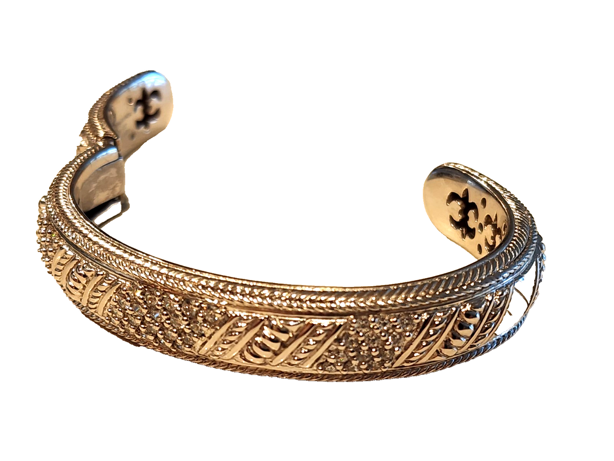 Judith Ripka Jewelry Sterling Silver CZ Cubic Zirconia Cable Cuff Bracelet