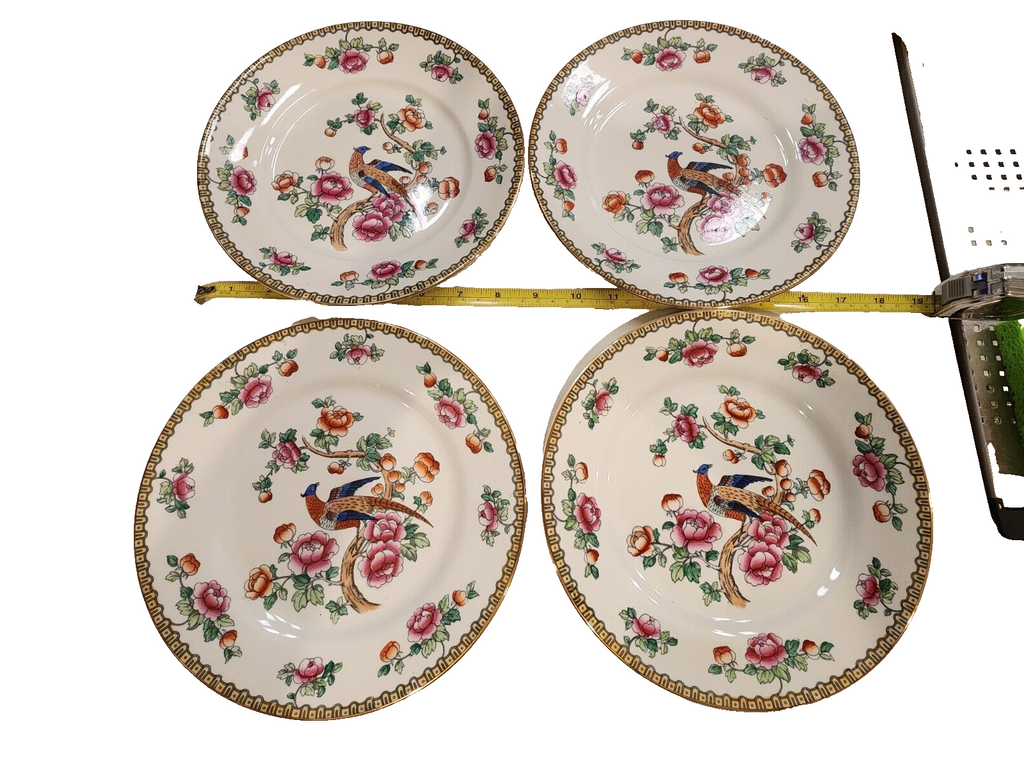 Set of 4 . Winkle & Co England Pheasant Bird Flowering Tree Branch 9" Plate