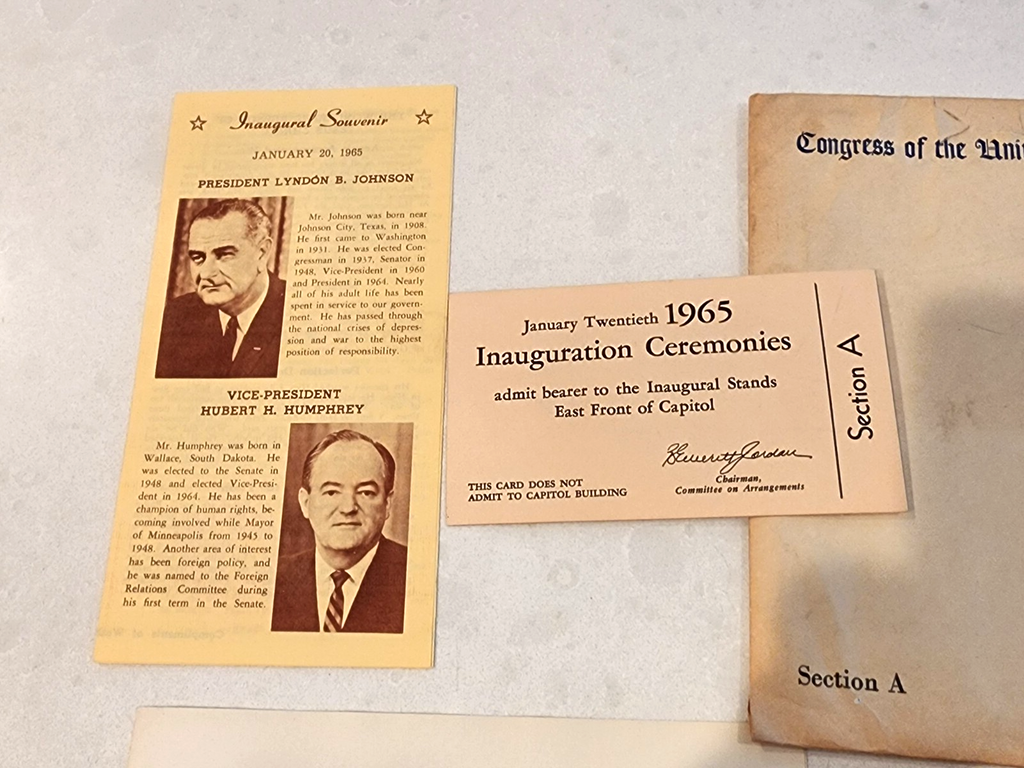 1965 Congressional Inaugural Program LBJ/HHH Envelope No.3162 Lyndon Johnson