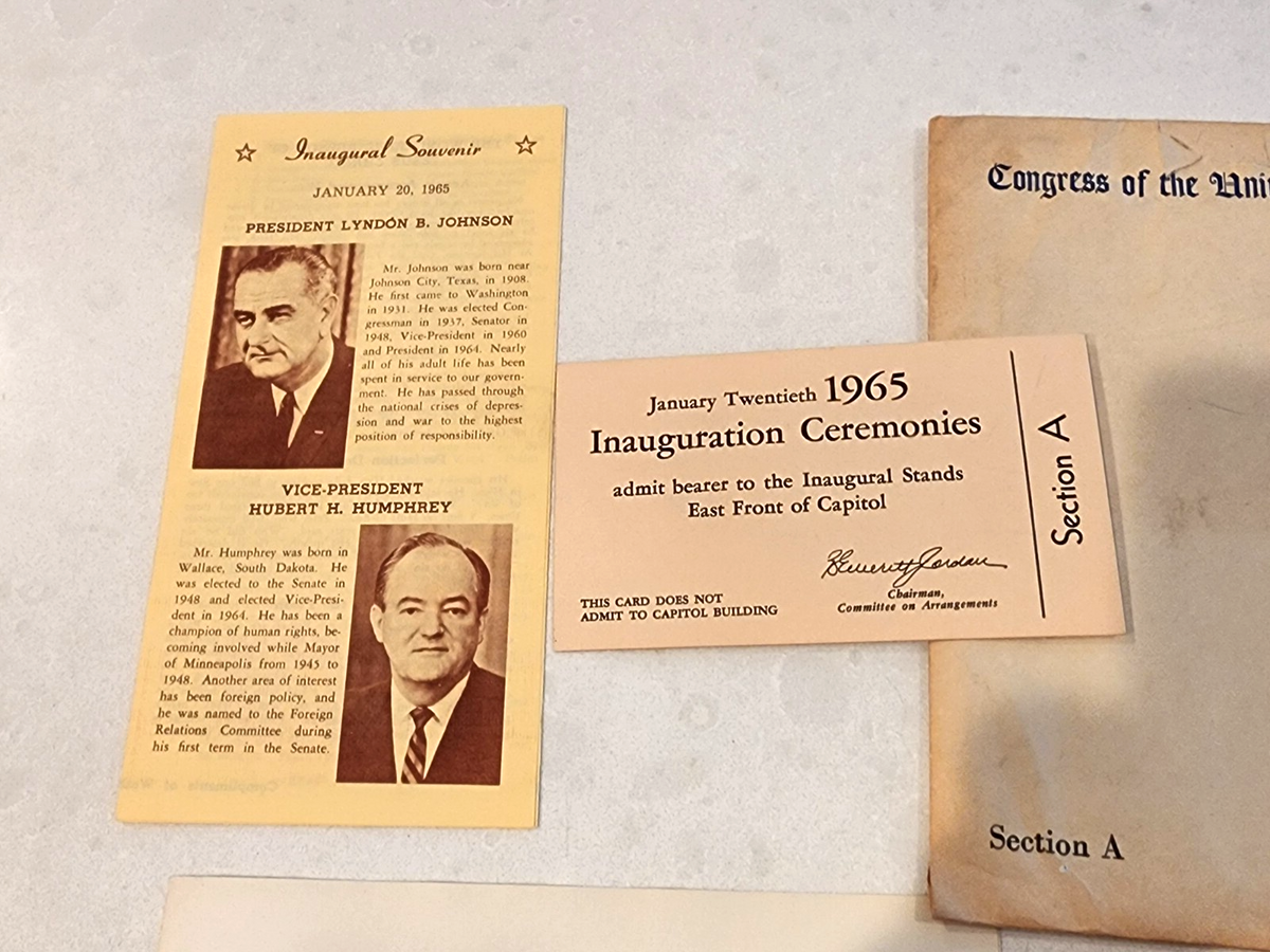 1965 Congressional Inaugural Program LBJ/HHH Envelope No.3162 Lyndon Johnson