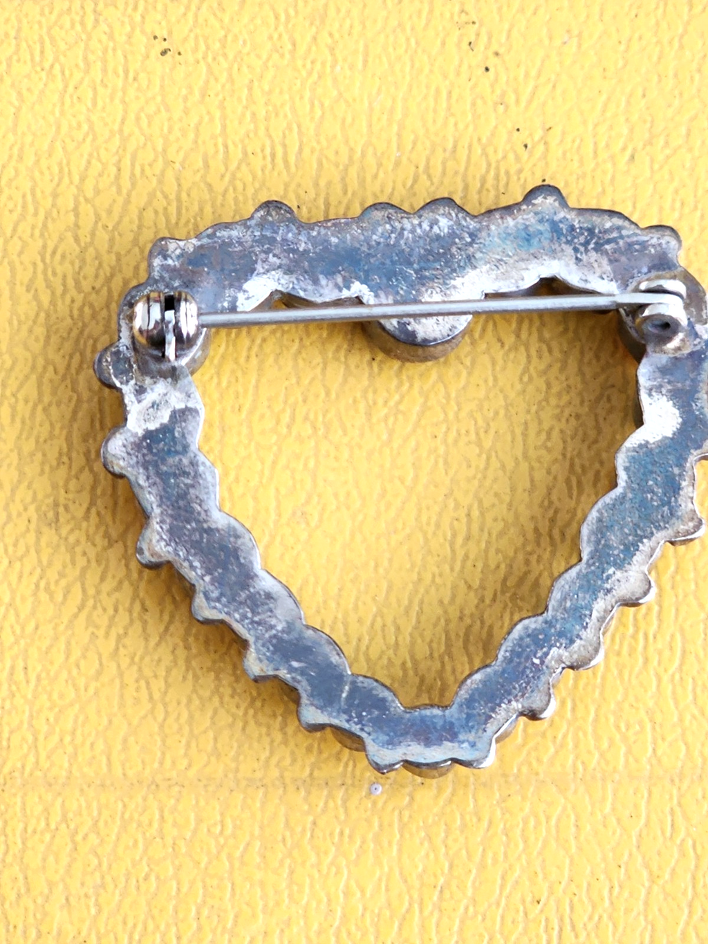 Sterling Silver Heart Pin Brooch Cluster Gemstone Southwest Design Large Bright