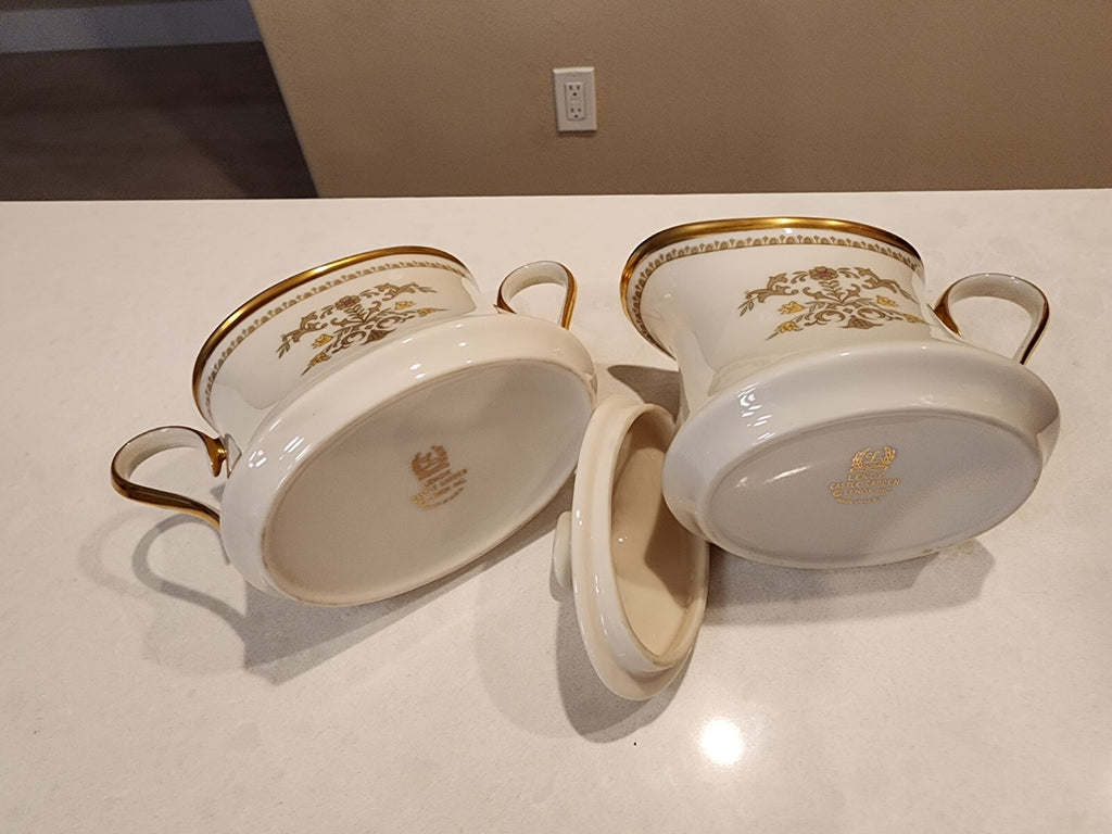 Discontinued Lenox Castle Garden Cream And Lidded Sugar