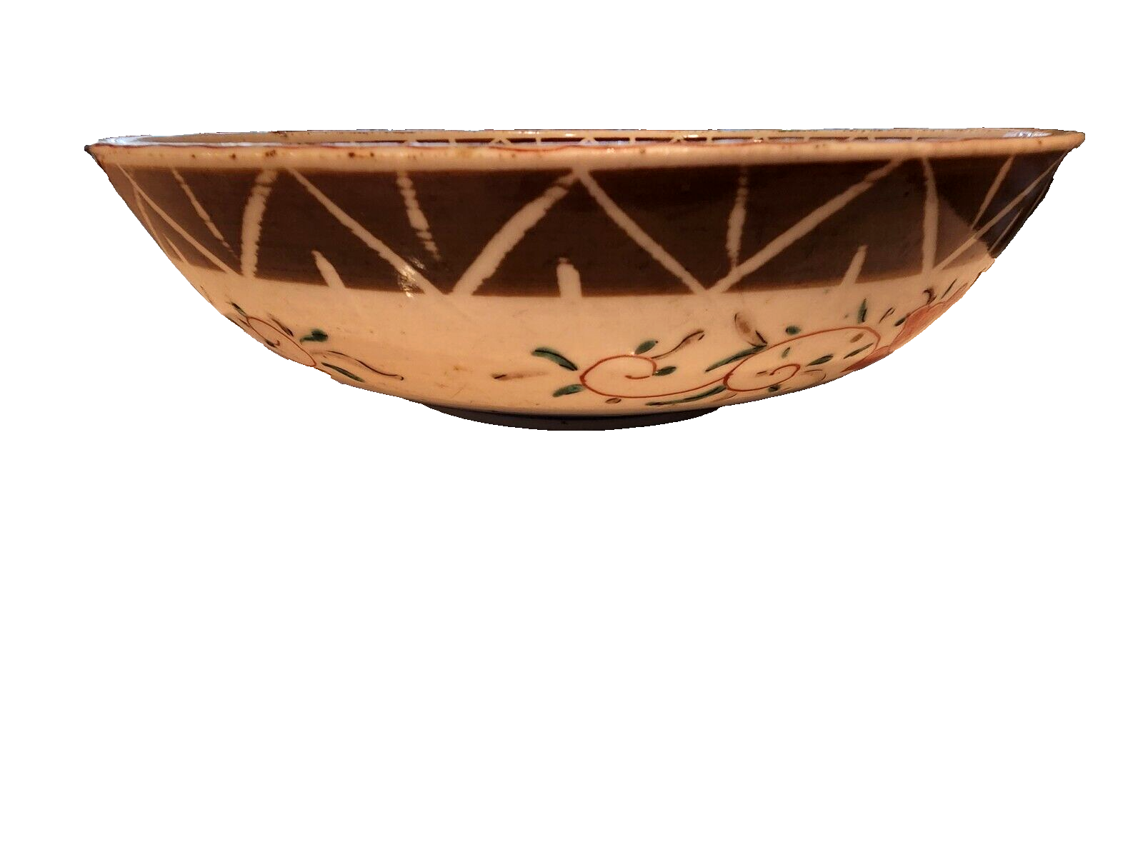 Antique Imari Red Painted Porcelain Bowl Hand-painted Floral Design 8"