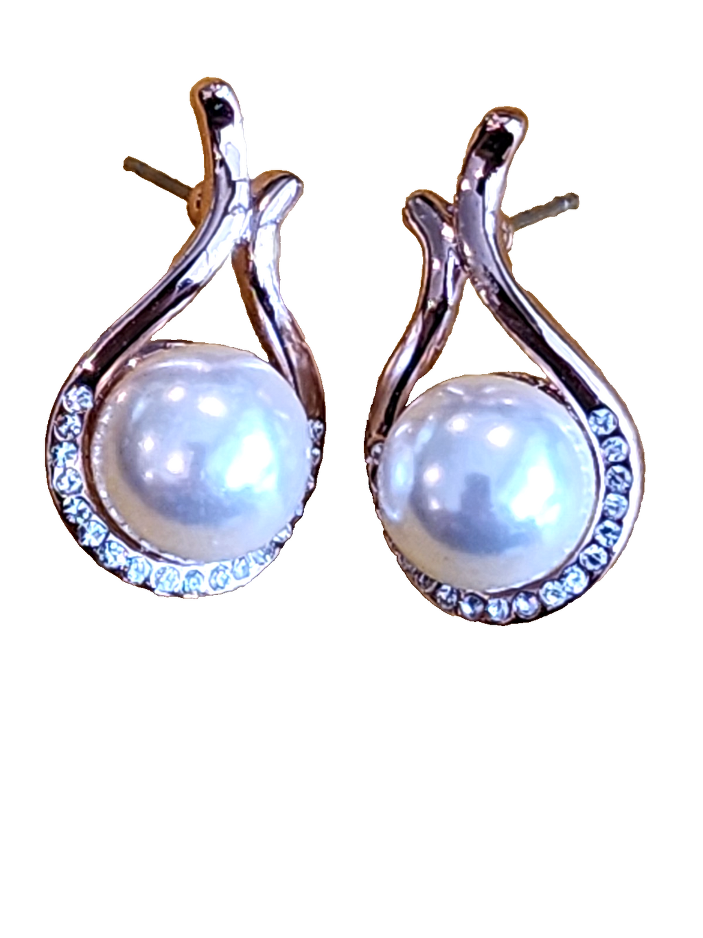 Vargas White Pearl With Rhinestone Tear Drop Earrings