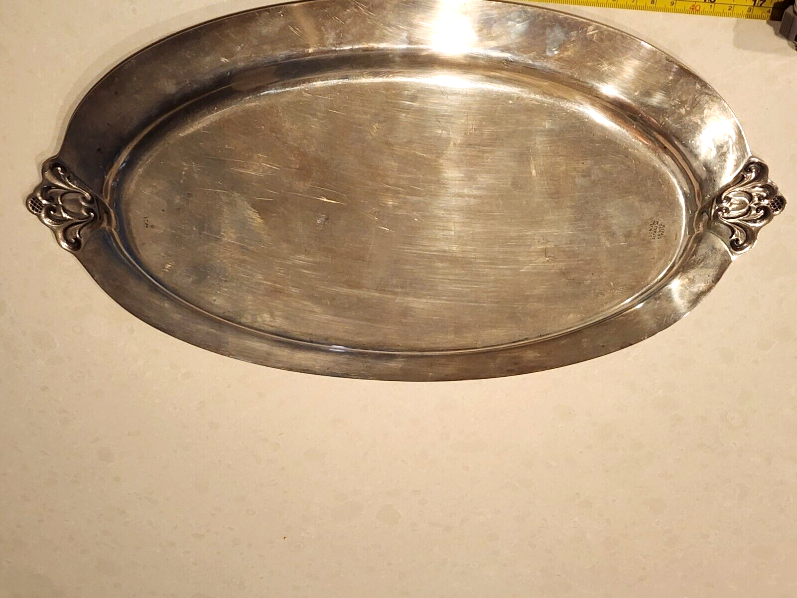 RARE INTERNALTIONAL ROYAL DANISH  STERLING SILVER W411 17" TRAY