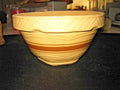 Antique RRPCO 104 Brown Stripe Yelloware Pottery 8" Mixing Bowl