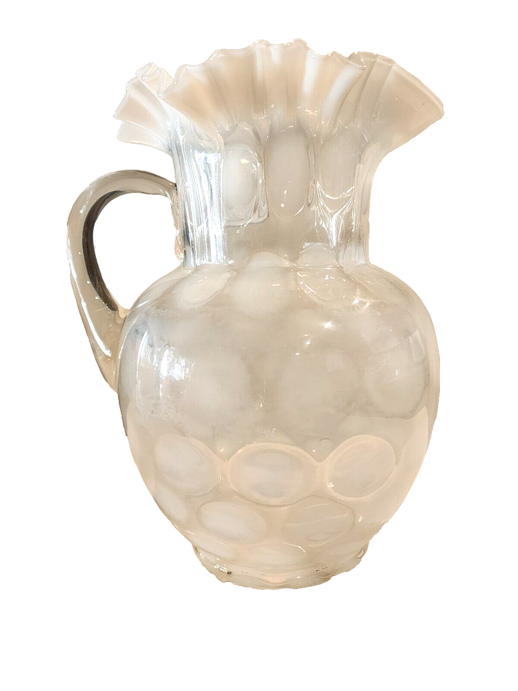 Vintage Fenton Coin Dot Opalescent Pitcher 9.5”