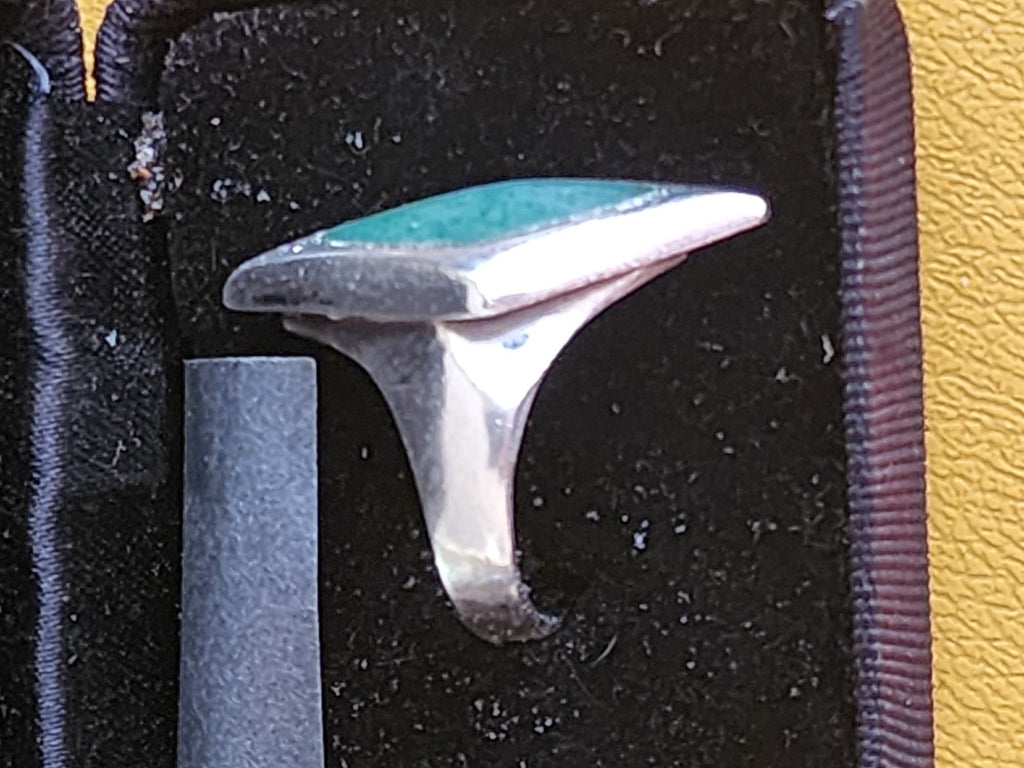 925 Sterling Silver Vintage Mexico Real Amazonite Ring Size 9.5