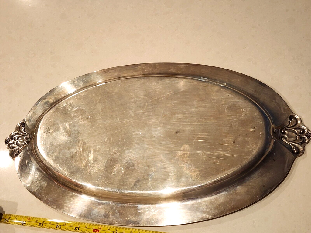 RARE INTERNALTIONAL ROYAL DANISH  STERLING SILVER W411 17" TRAY