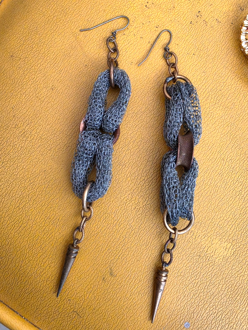Erica Zap  Antique Brass & Gold Mesh Chandelier Earrings