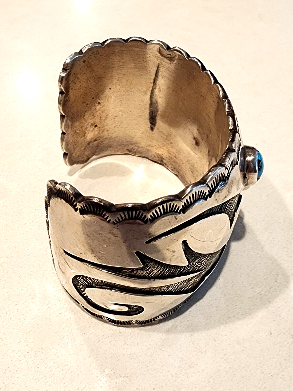 Vintage Huge Sterling Silver Cuff By Johnny Frank Navajo