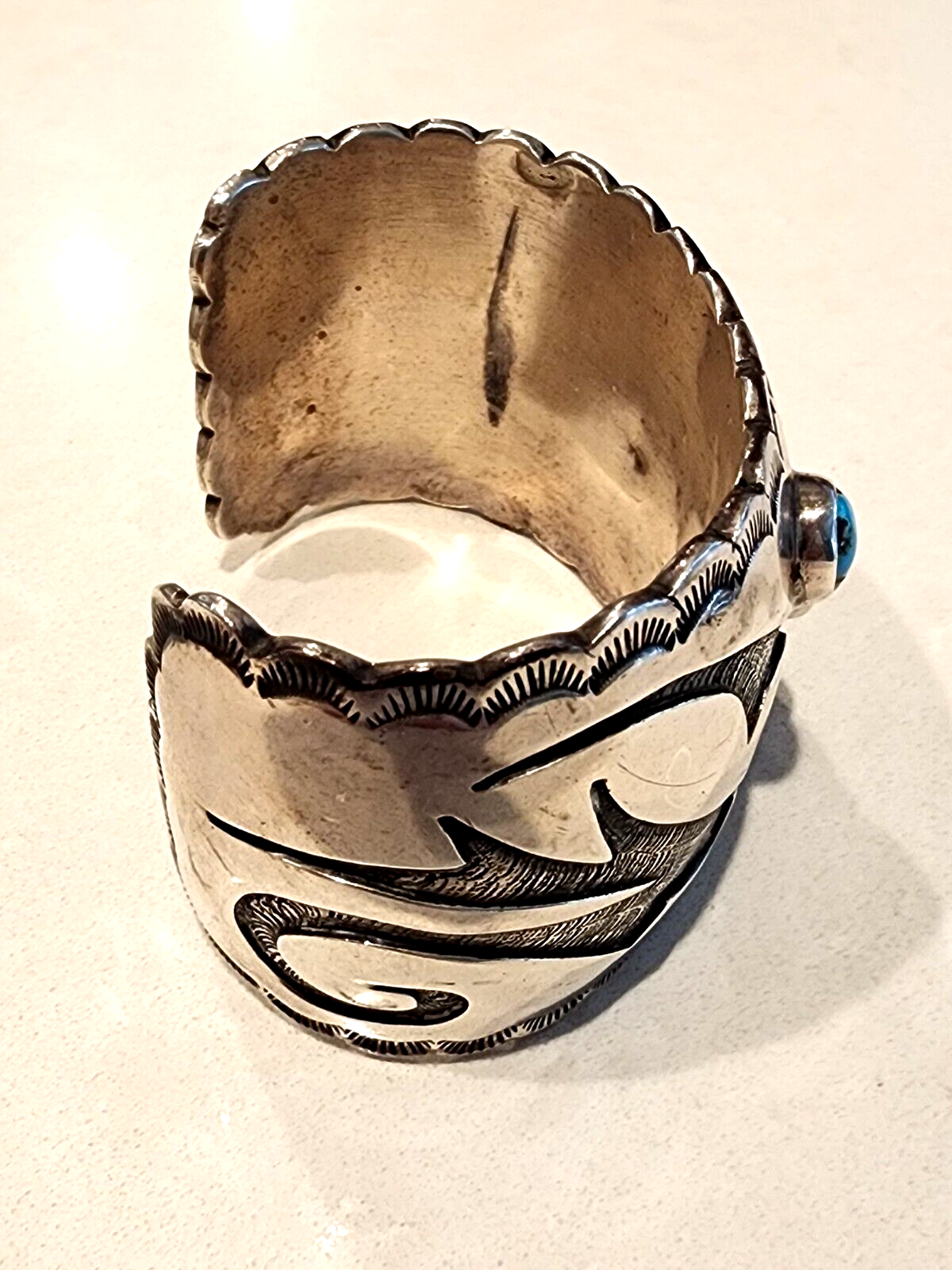 Vintage Huge Sterling Silver Cuff By Johnny Frank Navajo