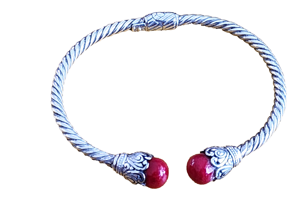 ROBERT MANSE ROMANSE STERLING SILVER 925 CORAL BALI CUFF BRACELET