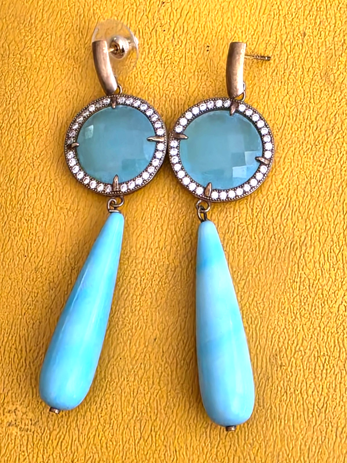 Pendientes Largos De Pata De Ley 925 sterling silver Tourquoise Earrings