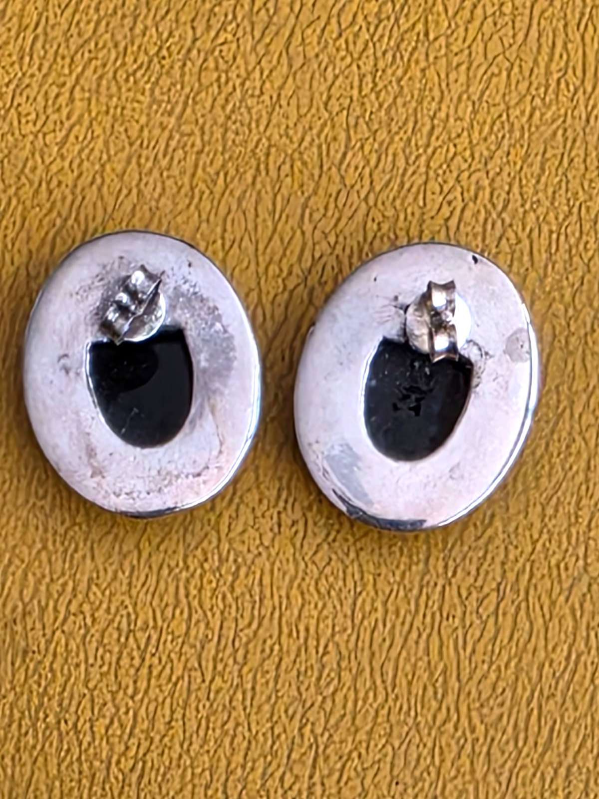 Sterling Silver 925  Ladie Face MOP Black Onyx  Stud Earrings