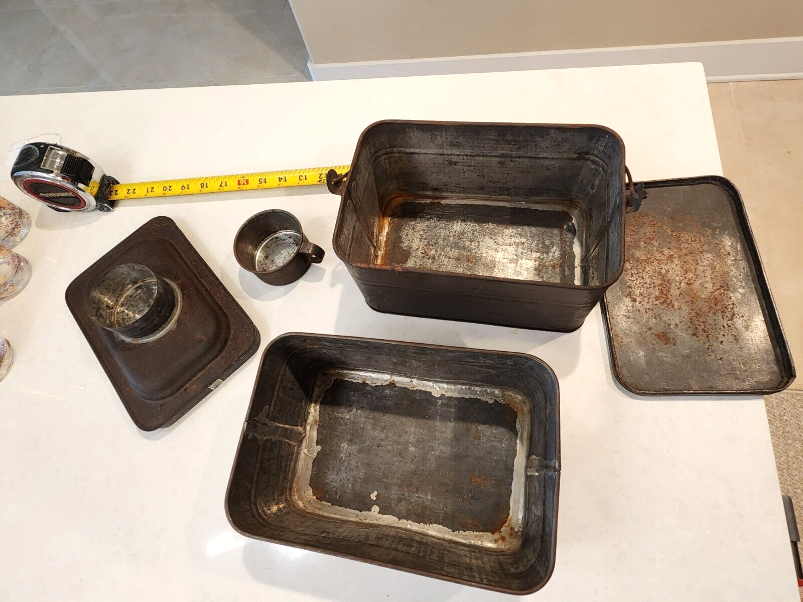 Antique Miners Railroad Metal Lunchbox Complete HTF VGC