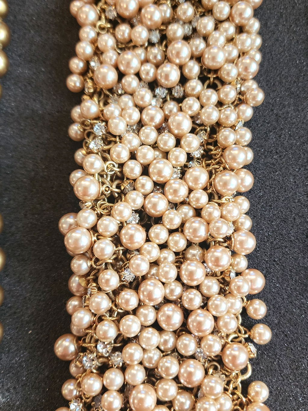 STELLA & DOT Faux Pearl & Crystal Braided Chain  Tone Bracelet