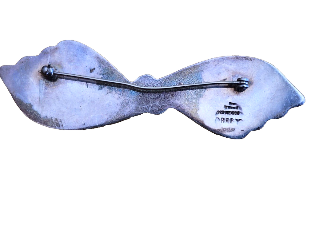 Vintage Mexico Sterling Silver Bow Designed Brooch / Pin 19.4 Grams