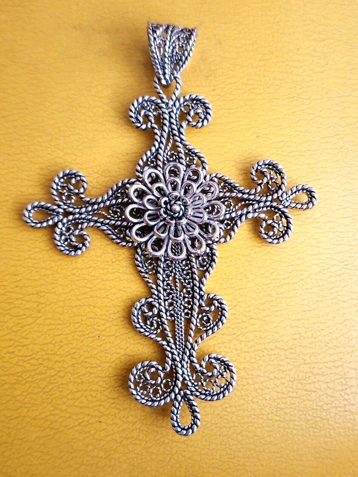 DGS Turkey Sterling Filigree Cross Pendant