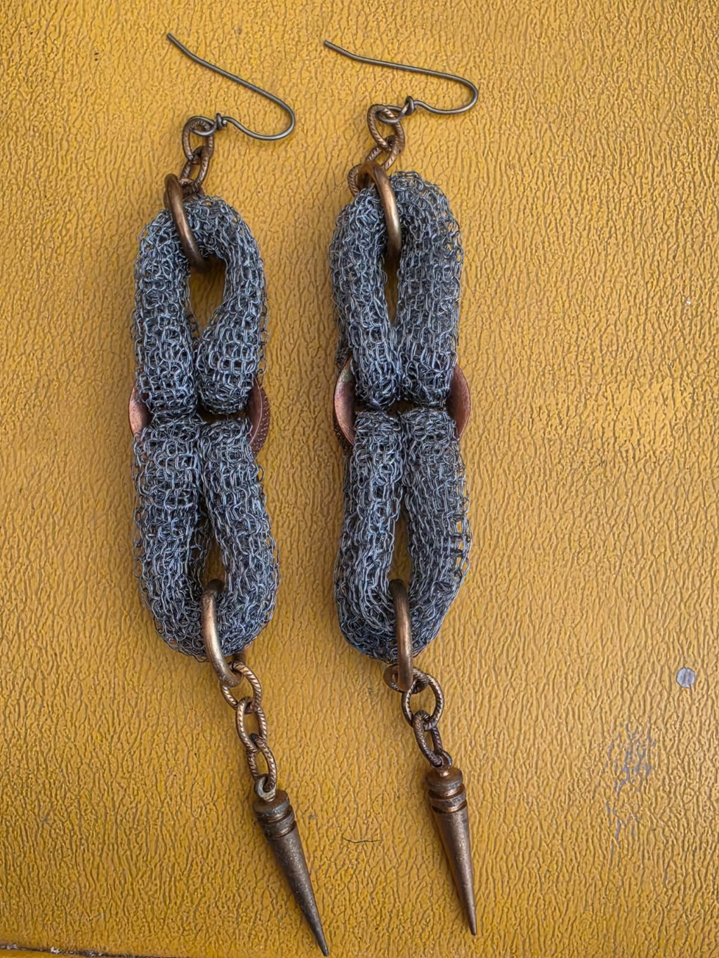Erica Zap  Antique Brass & Gold Mesh Chandelier Earrings