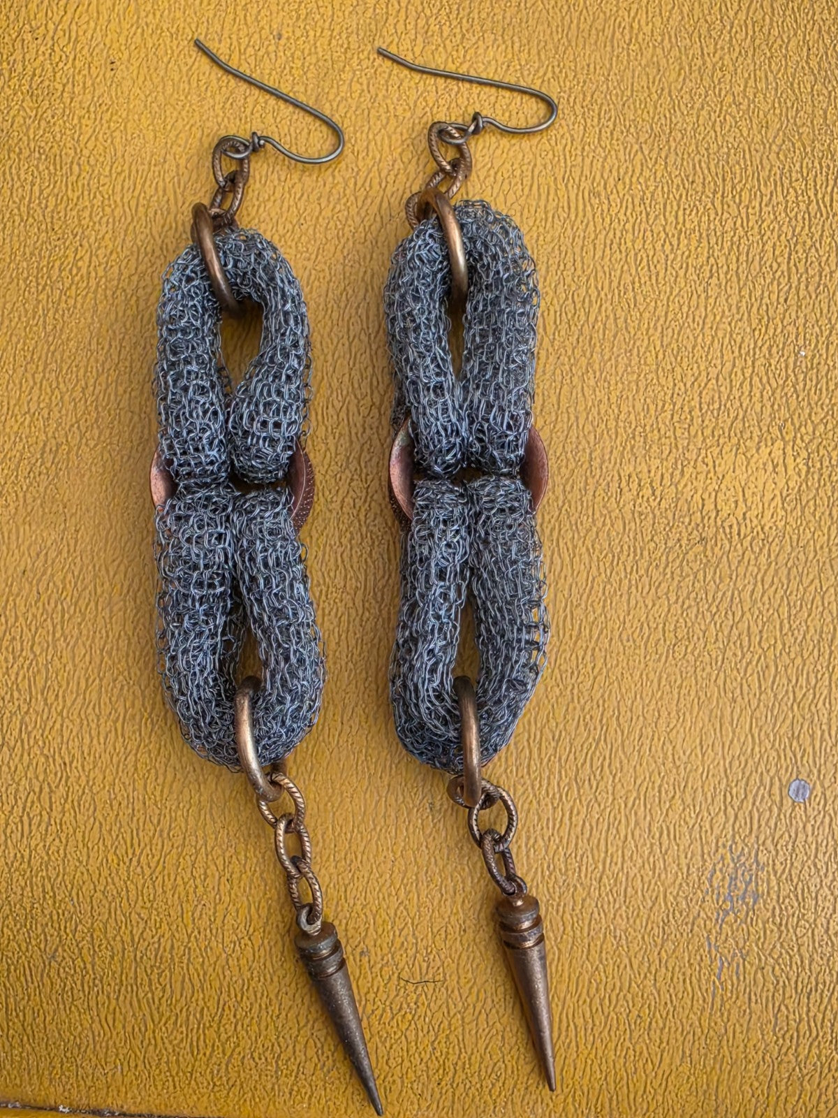Erica Zap  Antique Brass & Gold Mesh Chandelier Earrings