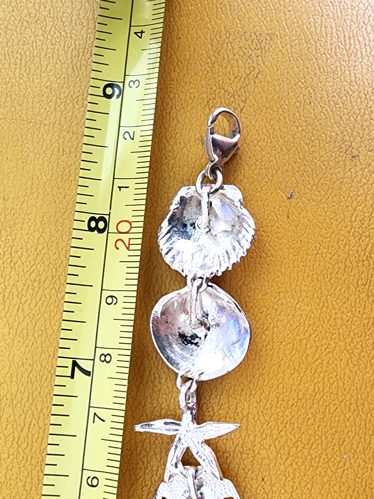 Vtg Sterling Silver Nautical Starfish Seashell Sand Dollar Bracelet