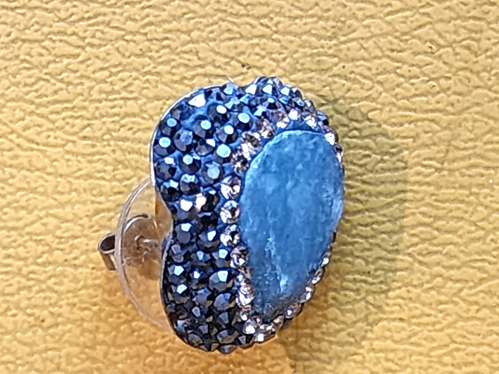 Aquamarine Druzy Stone 925 Sterling Silver Stud Earrings