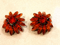 Vintage Judy Lee Burnt Orange Starburst Dome Shaped Earrings