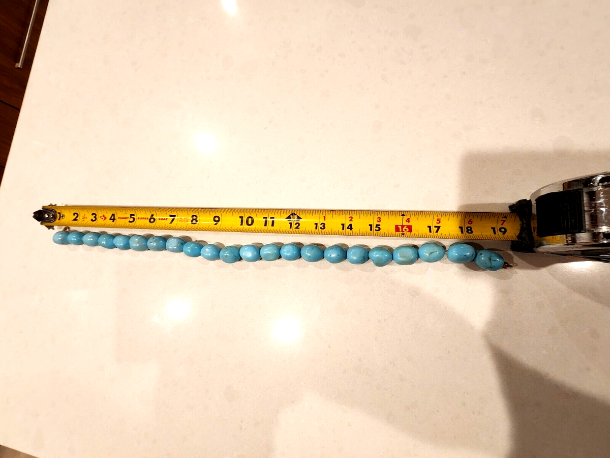 Kenneth Jay Lane Large 20" Turquoise Beads Necklace Hand knotted Sky Blue