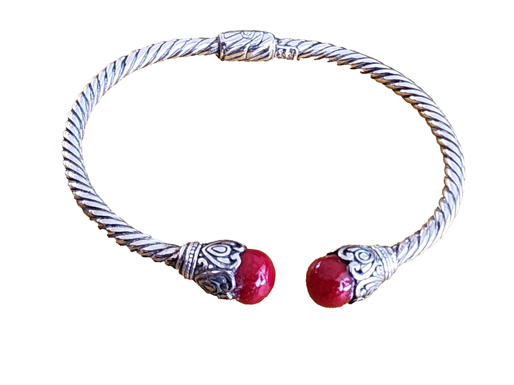 ROBERT MANSE ROMANSE STERLING SILVER 925 CORAL BALI CUFF BRACELET