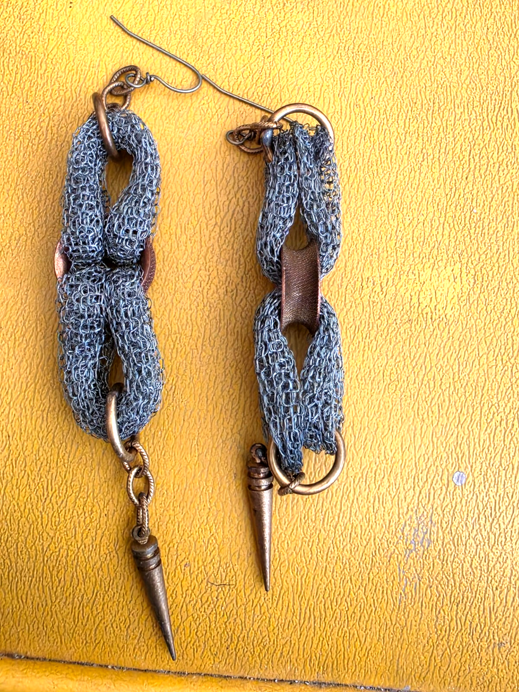 Erica Zap  Antique Brass & Gold Mesh Chandelier Earrings