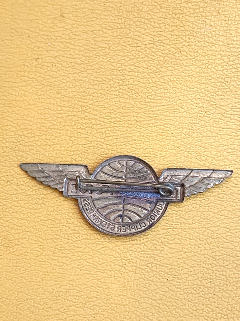 Vtg Pan Am Airlines Jr Clipper Stewardess Flight Attendant Metal Wings Pin Badge