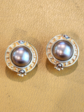 CAROLEE Vintage 1980’s Gold Tone ROUND Faux PEARL 1" CLIP ON Earrings