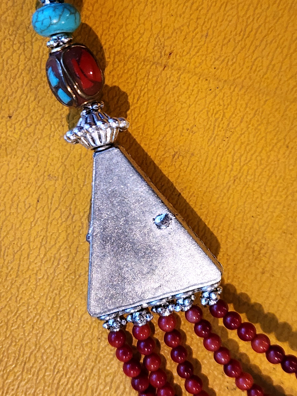 Multi Strand Tuquoise And Silver Native American Southwestern Necklace