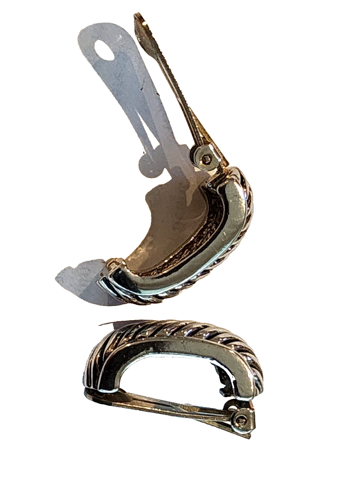 Silver Tone Cable Collectibles Huggie Hoop Earrings