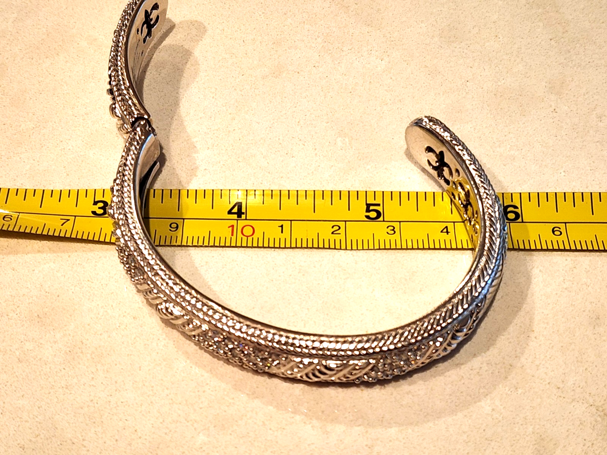 Judith Ripka Jewelry Sterling Silver CZ Cubic Zirconia Cable Cuff Bracelet